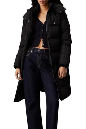 Calvin Klein Jeans Damska kurtka puchowa MonoLOGO NON DOWN LONG J20J224104, czarna, L, , L