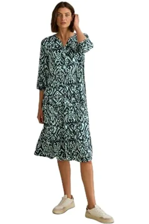 CECIL Damska B144392 wzorzysta sukienka z falbanką, łupkowa khaki, S, , S