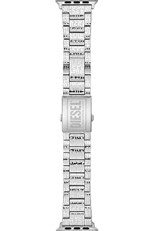 Diesel DSS0017 Pasek Kompatybilny z Apple Watch dla Mężczyzn, 24 mm, Srebrna Opaska z Nierdzewnej Stali Szlachetnej