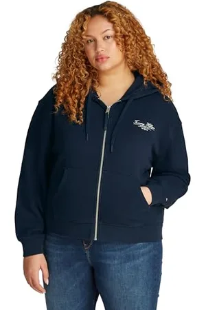 Tommy Hilfiger Damska bluza z kapturem CRV REG SCRIPT WW0WW46072, niebieska, 54, , 54