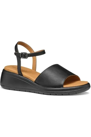 Geox Damskie sandały D Meliconia A Wedge, czarne, rozmiar 37 EU, , 37 eu