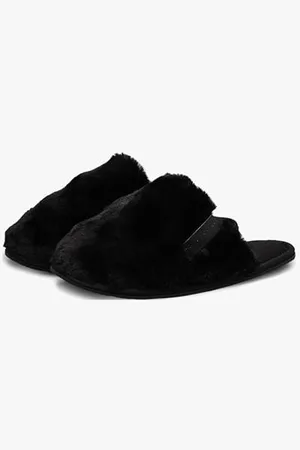 Calvin Klein Jeans Damskie hotelowe kapcie futrzane po świecącym YW0YW01593 buty domowe, czarne (potrójne czarne), 40 EU, , 40 EU
