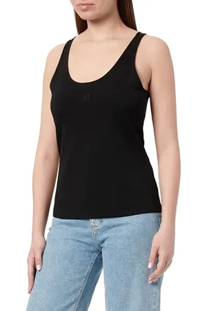 Armani Exchange Damski projekt ikony, haftowane logo tonalne, kamizelka, czarna, L, , L