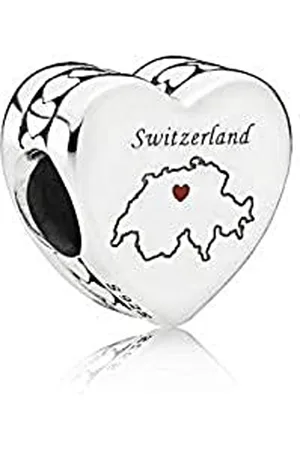 PANDORA Map silver charm with red enamel