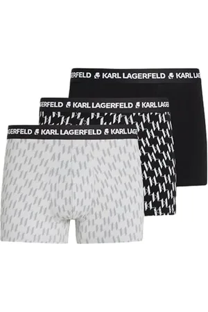 Karl Lagerfeld Monogram All Over Print Trunk (3 sztuki), szare, męskie, bielizna, , XS