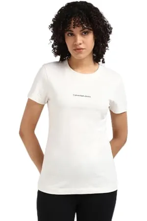 Calvin Klein Jeans Damska koszulka MONOLOGO Slim J20J223563, S/S, biała, XXS, , XXS