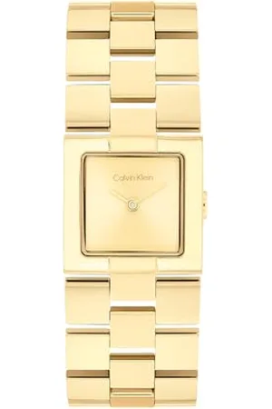 Calvin Klein Dwuręczny zegarek kwarcowy dla kobiet CK Meridian Collection ze złotą bransoletką ze stali nierdzewnej - 25100089, Złoty, Jeden rozmiar