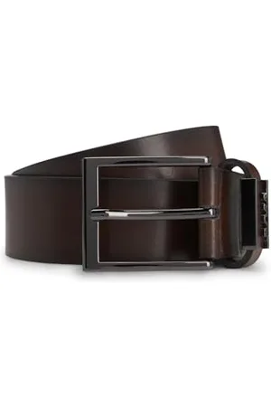 HUGO BOSS Męski pasek Cole-Ant Sz35 z włoskiej skóry z metalowym logo, Dark Brown202, 120