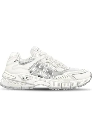 Armani Exchange Damskie buty typu sneaker, białe i srebrne, rozmiar 35 EU, , 35 EU