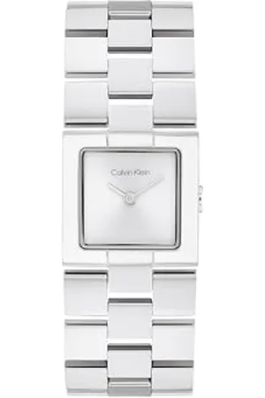 Calvin Klein Dwuręczny zegarek kwarcowy dla kobiet CK Meridian Collection ze srebrną bransoletką ze stali nierdzewnej - 25100088, Srebrny biały, Jeden rozmiar