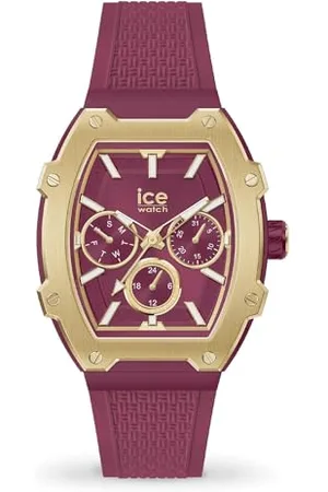 Ice-Watch ICE boliday Gold burgundy - Damski czerwony zegarek z silikonowym paskiem - 022868 (Mały)