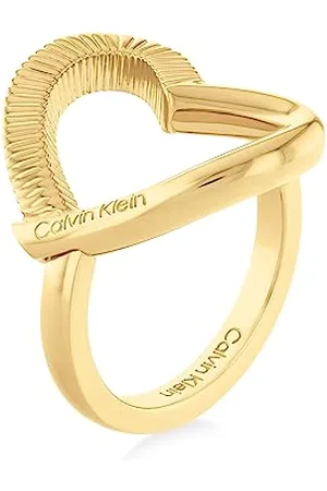 Calvin Klein Damski pierścionek z kolekcji MINIMALISTIC HEARTS ze stali nierdzewnej i platerowanego jonem srebra lub złota, Stal nierdzewna, Bez kamieni szlachetnych