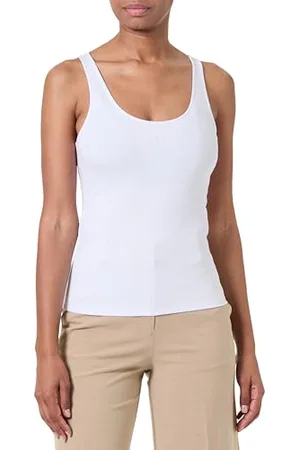 Armani Exchange Damski projekt ikony, haftowane logo tonalne, kamizelka, biała, XL, , XL