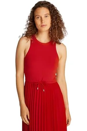 Tommy Hilfiger Damska plisowana sukienka midi NS WW0WW39342, czerwona, RXXL, , XXL