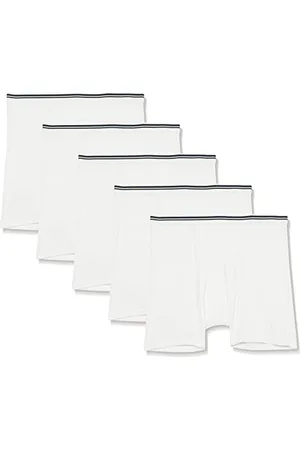 Amazon Męskie bawełniane bokserki bez metki, 5 sztuk, białe, 3XL
