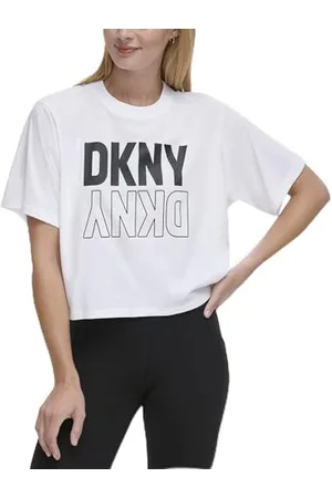 DKNY Damska koszulka odblaskowa z logo Boxy Crop, , XL