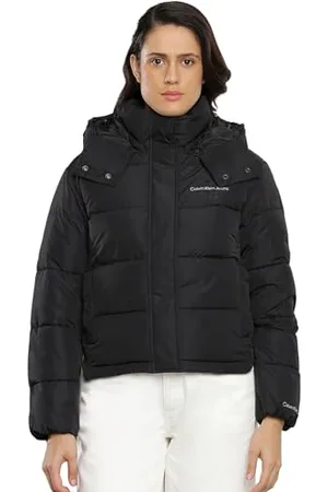 Calvin Klein Jeans Damskie kurtki Monologo Non Down Short Puffer Woven Jacket, , XXS