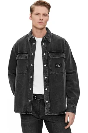 Calvin Klein Jeans Męska luźna koszula dżinsowa Linear Casual, , S