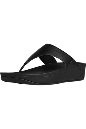 FitFlop Damskie sandały LULU TOE POST - skórzane sandały z podnóżkiem, czarne (czarne 001), 39 EU, , 39 EU