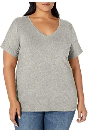 Amazon Damski T-shirt z krótkim rękawem z dekoltem w serek, , 3XL, duże rozmiary