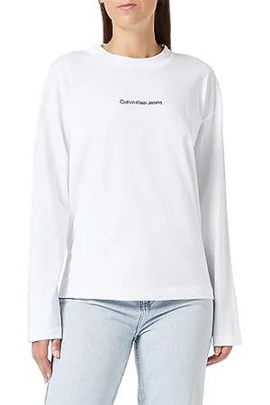 Calvin Klein Jeans Damskie instytucjonalne luźne topy z długim rękawem L/S, , L