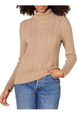 Amazon Damski sweter z golfem wędkarskim (dostępny w dużych rozmiarach), wielbłądzi wrzos, M