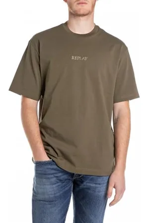 Replay Męski t-shirt oversize z bawełny, , XXL