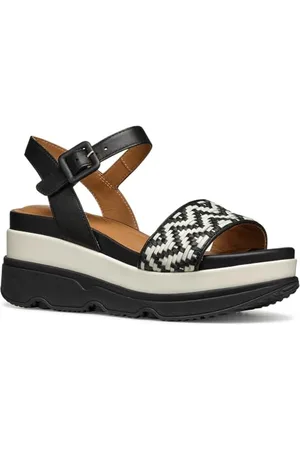 Geox Damskie sandały D Gardenia A Wedge, czarny/papirus, 37,5 EU, , 37.5 EU