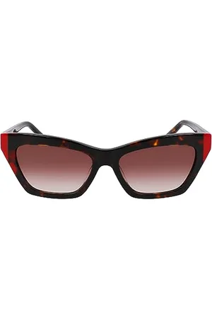 DKNY Damskie okulary przeciwsłoneczne DK547S, ciemny żółwi/czerwony, jeden rozmiar, Ciemny żółw/czerwony, Rozmiar uniwersalny