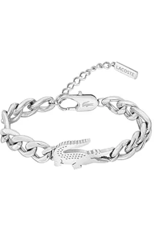 Lacoste Dla mężczyzn i kobiet, kolekcja CROCODILE bransoletka łańcuszkowa ze stali nierdzewnej z zawieszką w kształcie krokodyla - 2040373, Jeden rozmiar, Stal nierdzewna, Bez kamieni szlachetnych