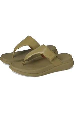 FitFlop Damskie sandały F-Mode GO regulowane płaskie palce, oliwkowe, 38 EU, , 39 EU