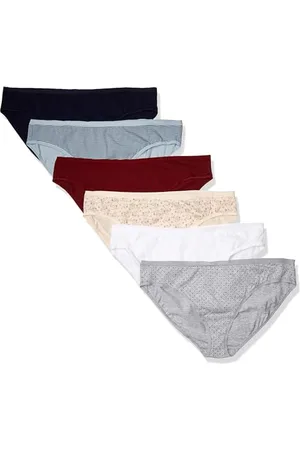 Amazon Damskie bawełniane majtki bikini (dostępne w dużych rozmiarach), 6 sztuk, wielokolorowe, kropki, kwiatowe, paski, 3X