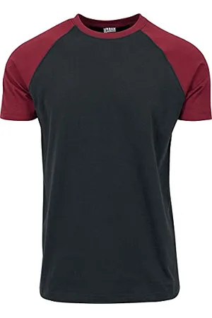 Urban classics T-shirt męski Raglan Contrast Tee, Black/Burgundy, XL