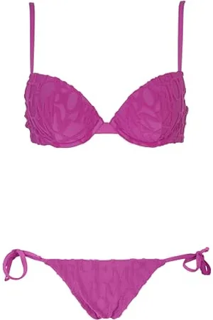 Emporio Armani Kobieta 3D pogrubione logo trójkątne bikini fioletowe L, , L