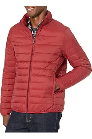 Amazon Męska lekka, wodoodporna kurtka puchowa (dostępna w rozmiarach Big & Tall), ceglana czerwień, XS