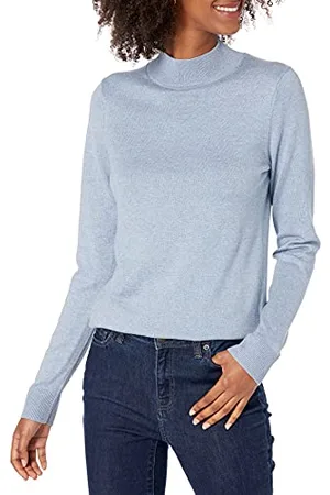 Amazon Damski lekki sweter z półgolfem (dostępny w rozmiarze plus), niebieski indygo wrzos, S