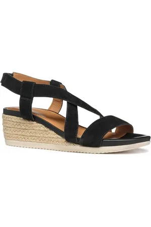 Geox Damskie sandały D Ischia Corda A Wedge, czarne, rozmiar 39,5 EU, , 39.5 EU