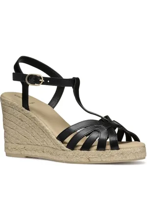 Geox Damskie sandały D GELSA A Wedge, czarne, 40 EU, , 40 EU