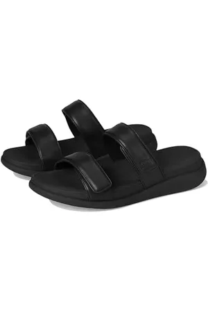 FitFlop Damskie sandały F-Mode GO regulowane płaskie sandały dwupaskowe, czarne, 4 UK, , 37 EU