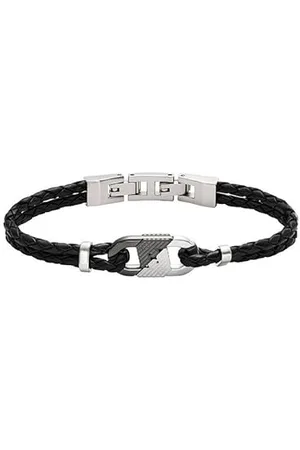 Emporio Armani Męska bransoletka ze stali szlachetnej z zapięciem na karabińczyk, suwak lub magnes, , 9Lx9Wx4.5cm