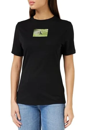 Calvin Klein Jeans Damska koszulka z podświetlanym pudełkiem z logo Slim Tee S/S T-shirty, , XXS