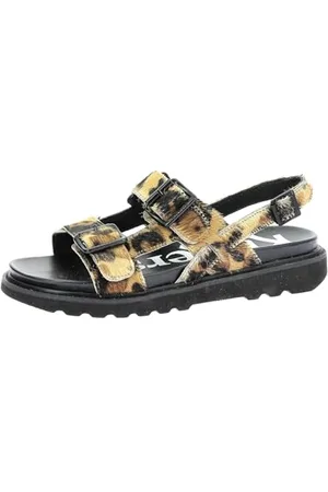 Kickers Damskie NEOSUMMER Płaskie sandały, Camel Leopard, 41 EU, , 41 EU