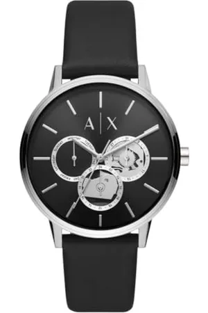 Armani Exchange Męski zegarek, mechanizm kwarcowy, 42 mm czarna koperta ze stali nierdzewnej ze skórzanym paskiem, AX2745