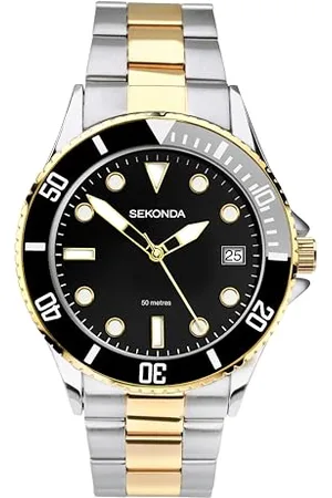 Sekonda Męski 39 mm styl nurkowy sportowy zegarek kwarcowy bransoletka ze stali nierdzewnej data okno 50 m wodoodporny, , Bransoletka