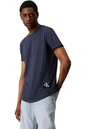 Calvin Klein Jeans Męska koszulka z podwijanym rękawem J30J323482, S/S, niebieski, XXS, , XXS