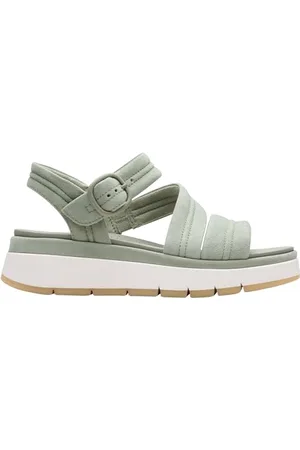 Clarks Premium Damskie sandały z paskiem toskańskim, jasnozielone Sde, 6,5 UK, , 39.5 EU