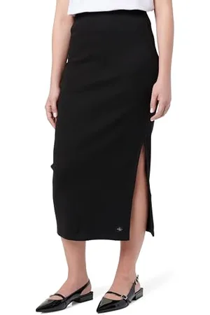 Calvin Klein CK JEANS Damska pleciona spódnica prążkowana J20J225331, czarna (Ck Black), M, , M