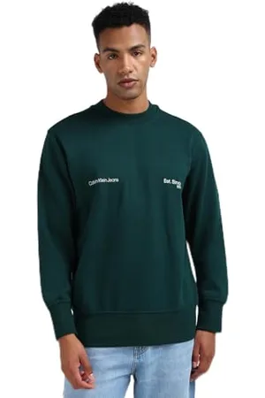 Calvin Klein Jeans Męska bluza 1978 CREW NECK J30J326877, sweter, zielony, XXL, , XXL