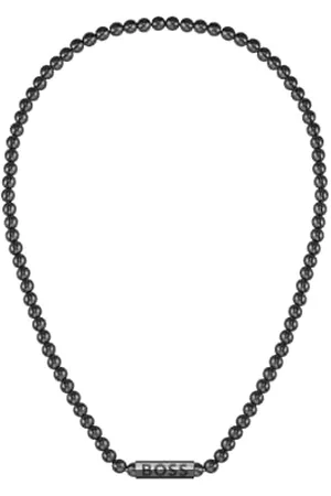 HUGO BOSS Biżuteria męska kolekcja SPHERE naszyjnik z koralikami z czarną powłoką jonową (IP) - 1580657, Jeden rozmiar, Stal nierdzewna, Bez kamieni szlachetnych