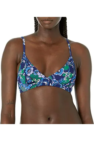 Amazon Damski klasyczny strój kąpielowy bikini z podparciem światła, ciemnoniebieski Paisley, L